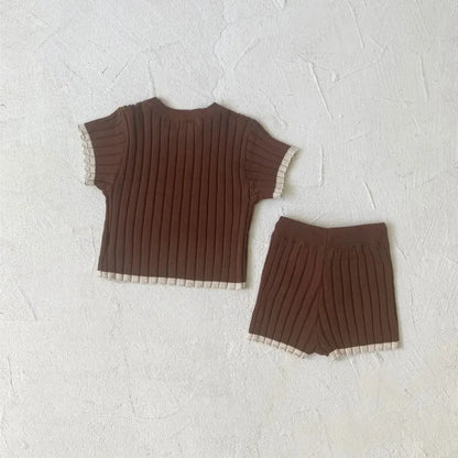 Teddy Trim Ribbed Knit Set