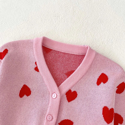 Pink Heart-Shaped Cardigan