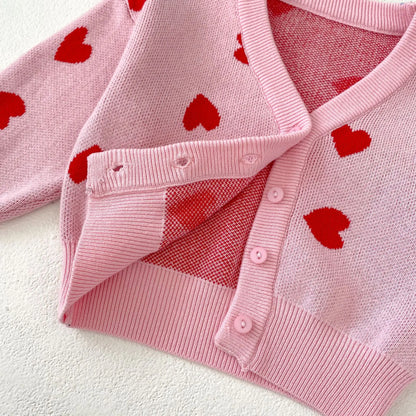 Pink Heart-Shaped Cardigan