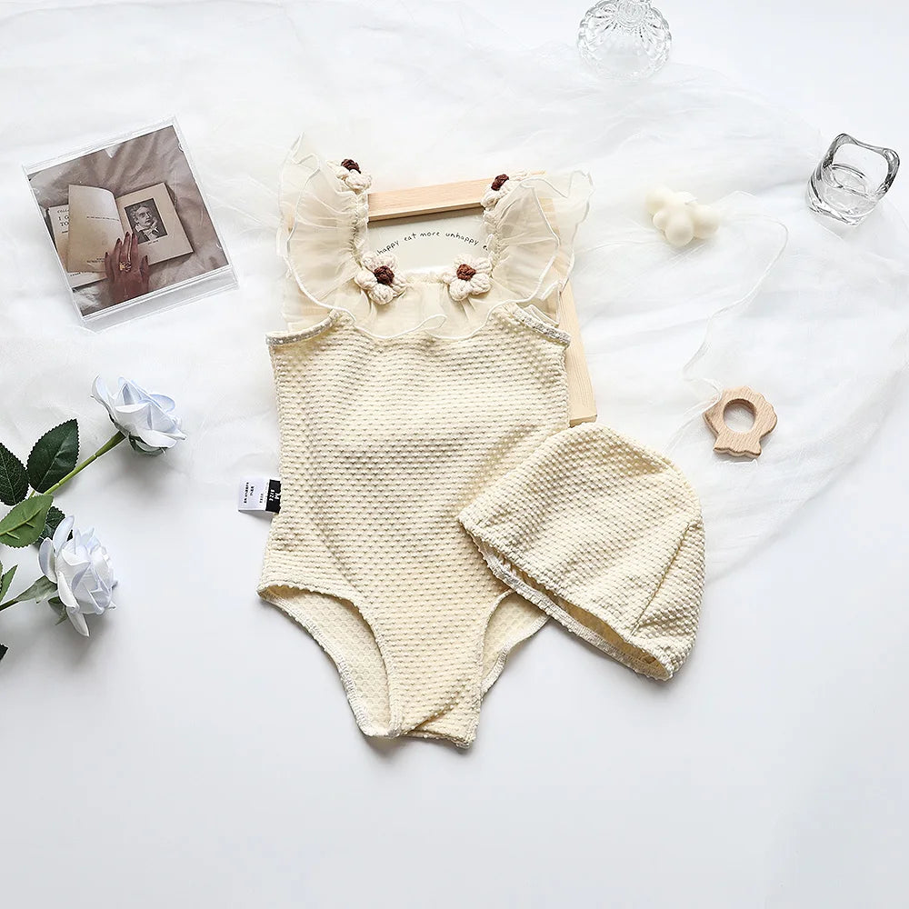 The Petal Ruffle Swimsuit – With Matching hat