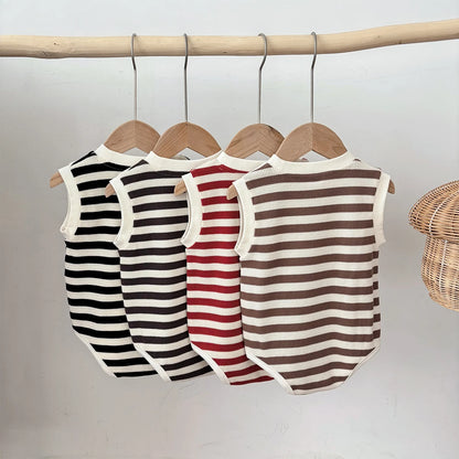 Teddy Stripe Ribbed Romper