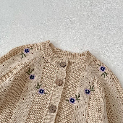 Flower Knitted Romper and Jacket set