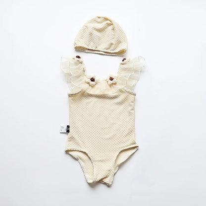 The Petal Ruffle Swimsuit – With Matching hat