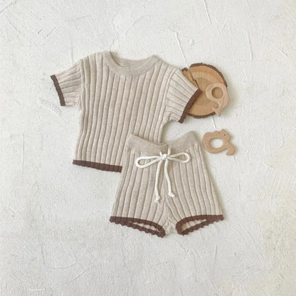 Teddy Trim Ribbed Knit Set