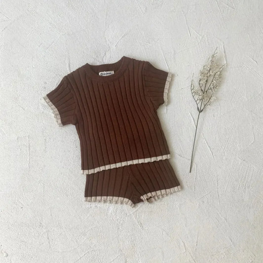 Teddy Trim Ribbed Knit Set